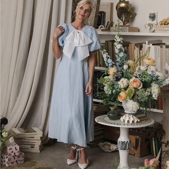 NWT Antonio Melani x Jennifer Sumko Kathleen Cut-Out Tie Neck Puff Sleeve Dress - Picture 3 of 15